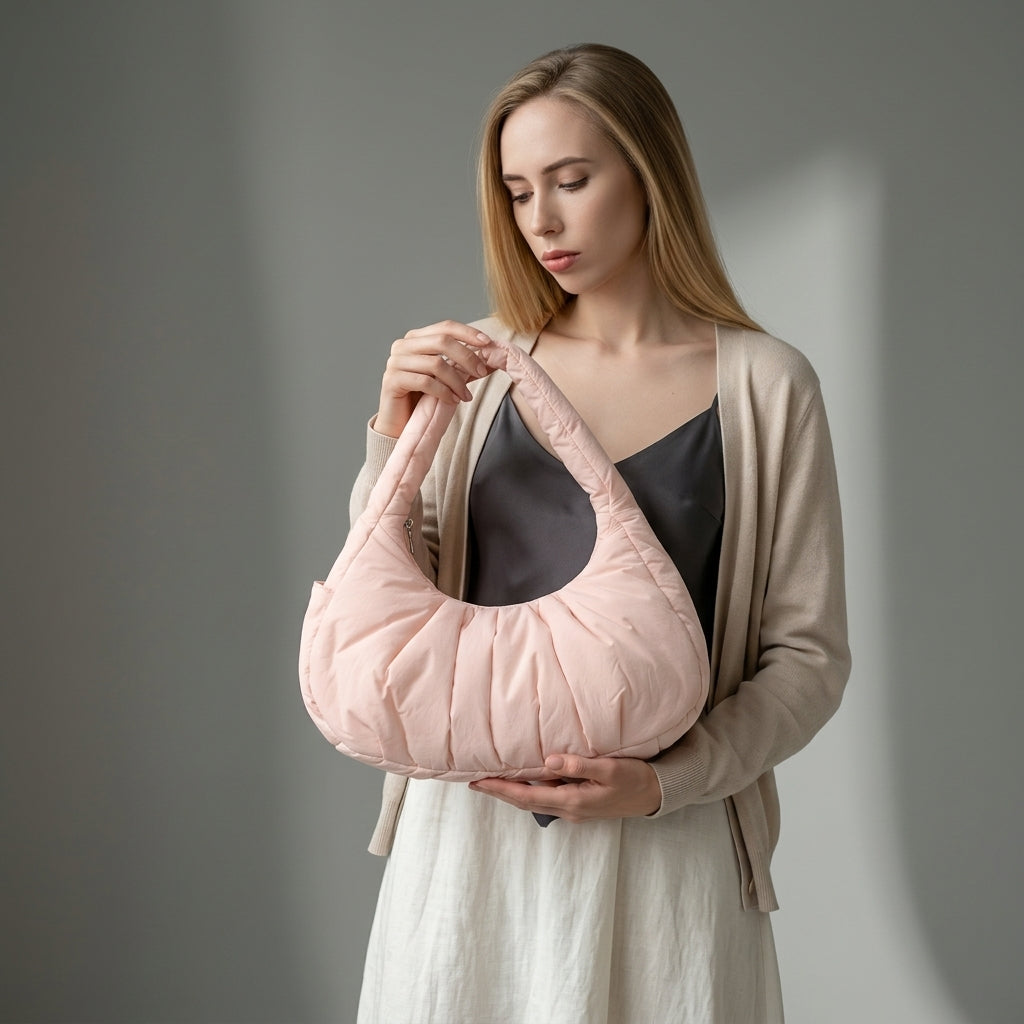 Aria Padded Hobo Bag - Elevated Peach Shoulder Bag for Daily Use