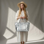 Stellar Metallic Padded Tote - Chic Commuter Shopper Bag