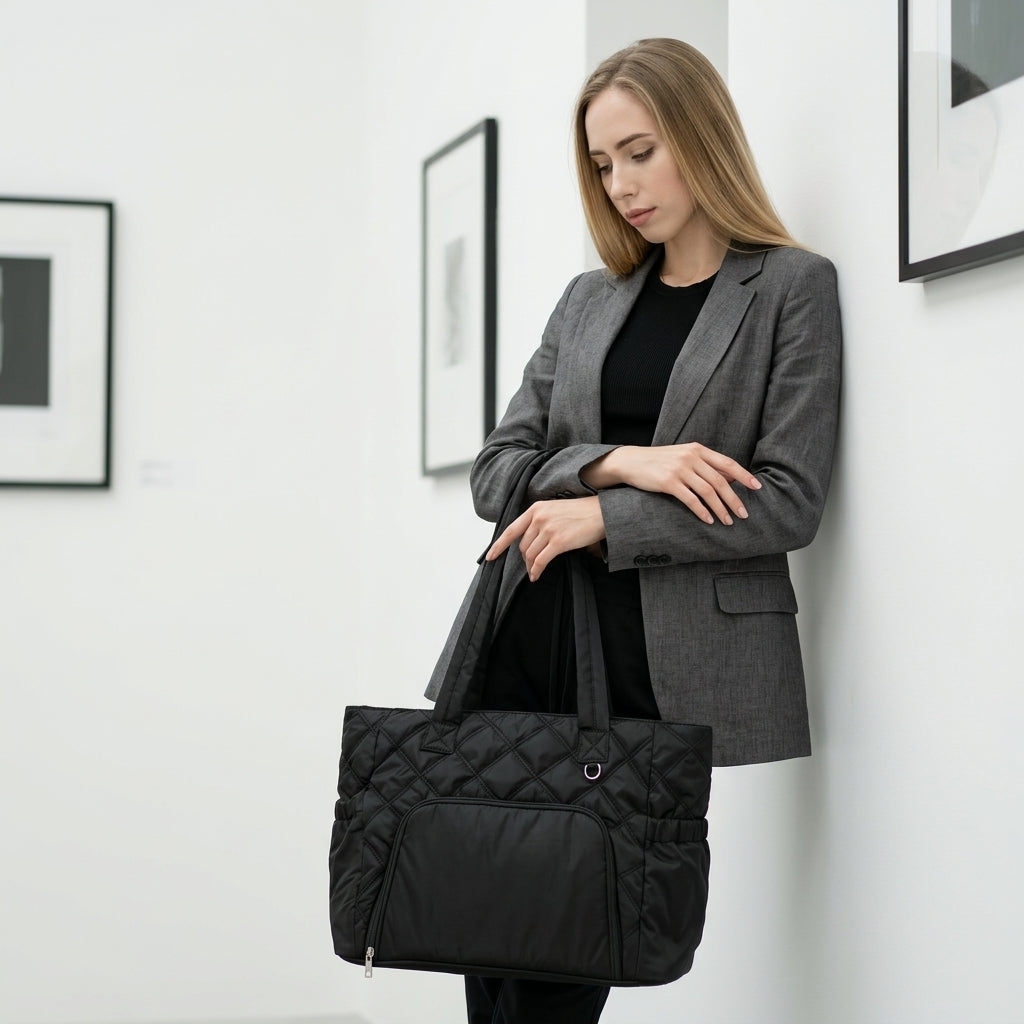 Aria Quilted Commuter Tote - Chic Travel Bag for Women