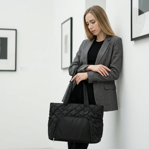 Aria Quilted Commuter Tote - Chic Travel Bag for Women