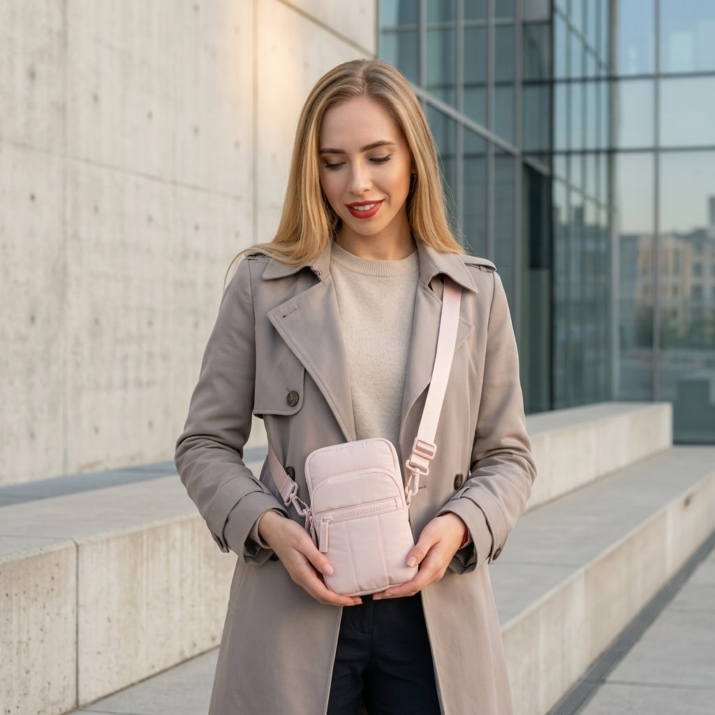 Aria Minimalist Nylon Phone Crossbody for Urban Commute